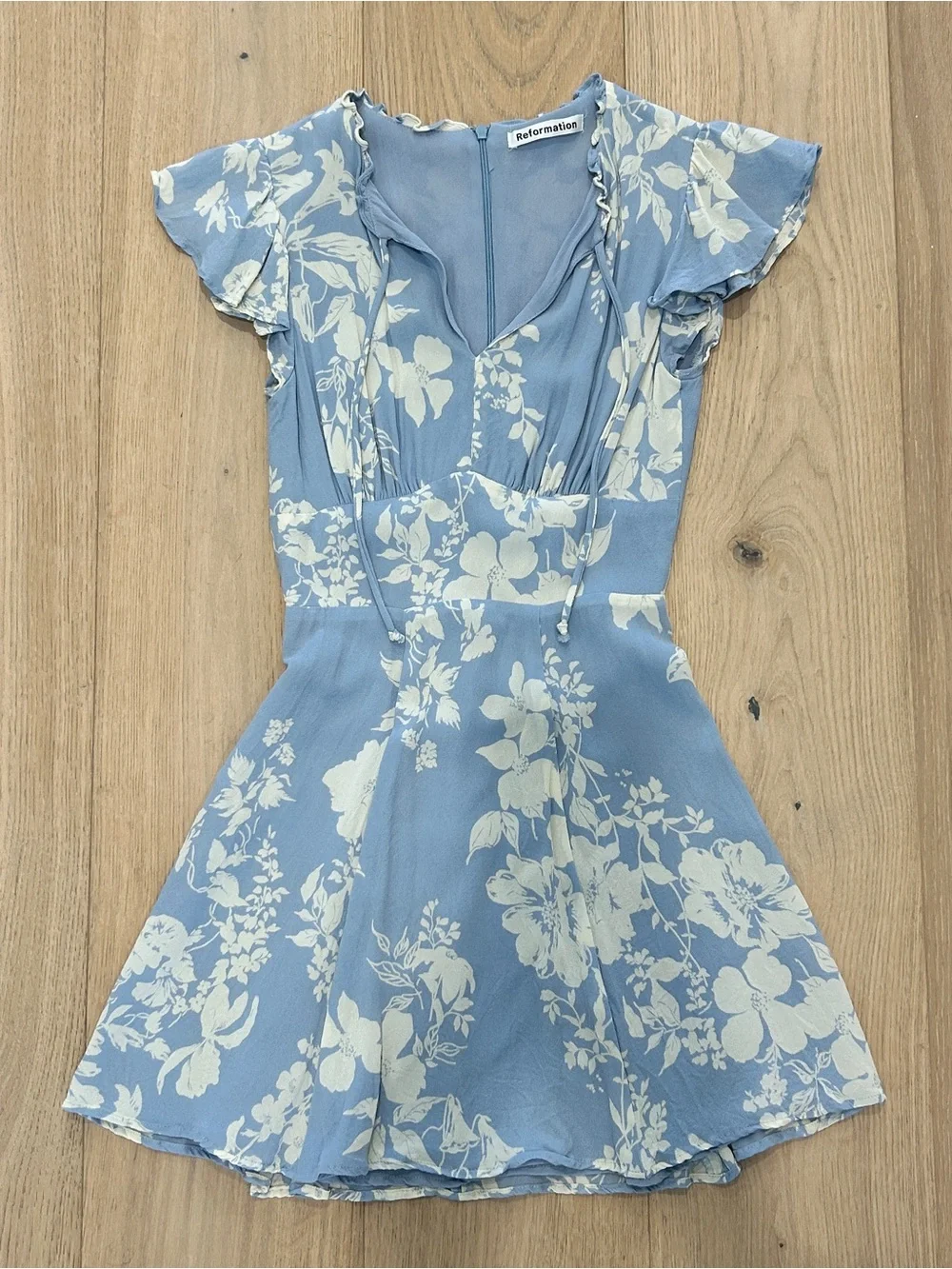 Reformation Light Blue Floral Dress